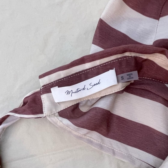 Mustard seed anthropologie brown cream striped button down long sleeve size sm - Picture 3 of 3